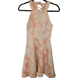 Trixxi Juniors mini halter dress peach white size Medium